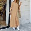 ZANZEA Women Casual Turn Down Collar Long Sleeve Vintage Long Shirt Dress