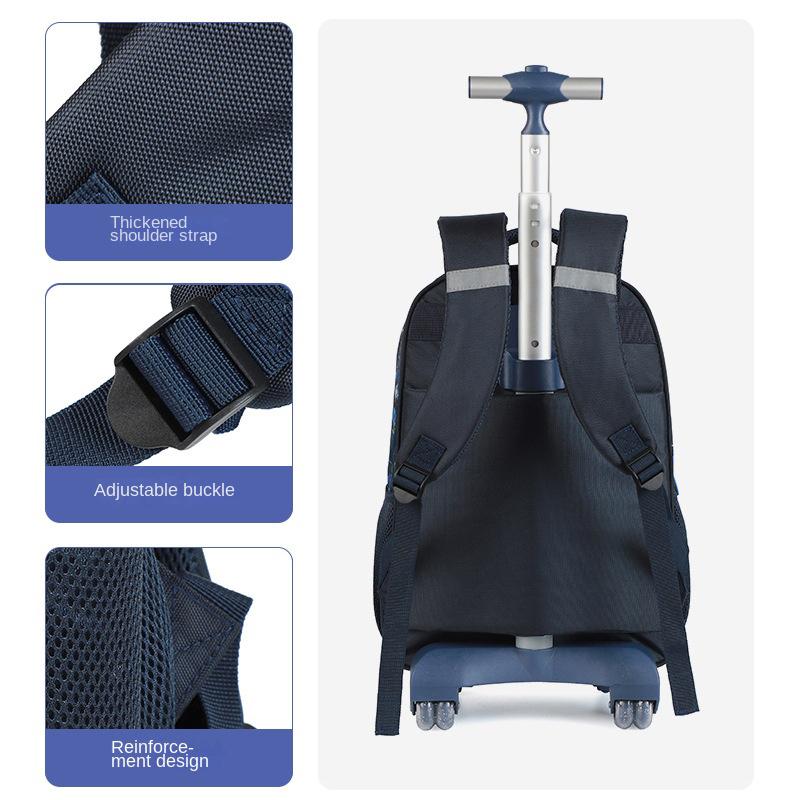 School Rolling Backpack with Wheels for Boys Football School Wheeled Backpack Set With Lunch Box Kids Travel Luggage Bags