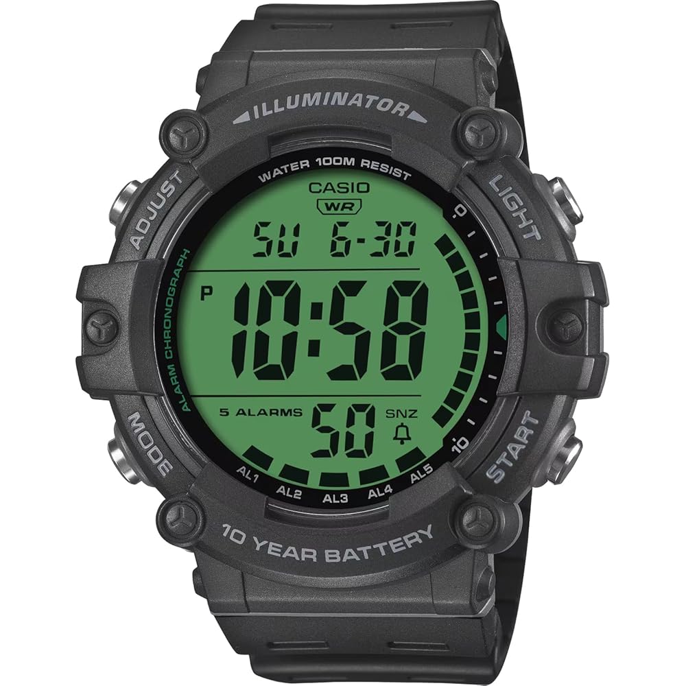 

Casio AE-1500WHC-1AV Standard Digital Watch Men s Black Green LCD Imported Model