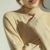 Gold & Silver Thread Half-High Collar 100% Pure Wool Sweater: Loose, Soft Red New Year Knitwear