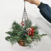 Artificial Pre-lit Gift Ornaments Multipurpose Xmas Flower Basket with White LED Lights for Indoor Outdoor Decoration
