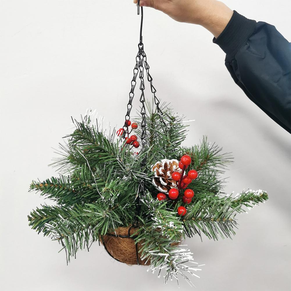 Artificial Pre-lit Gift Ornaments Multipurpose Xmas Flower Basket with White LED Lights for Indoor Outdoor Decoration