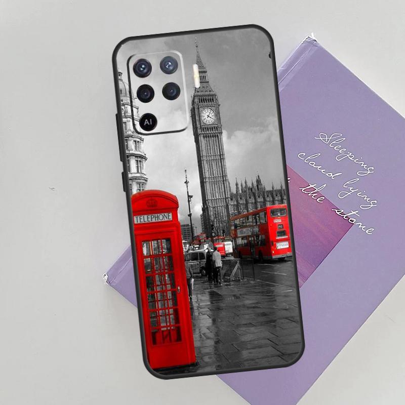London Red Bus Big Ben Cover For Oppo A78 A98 A74 A54 A94 A15 A16 A17 A52 A72 A76 A96 A53 A57S A58 A5 A9 Phone Case