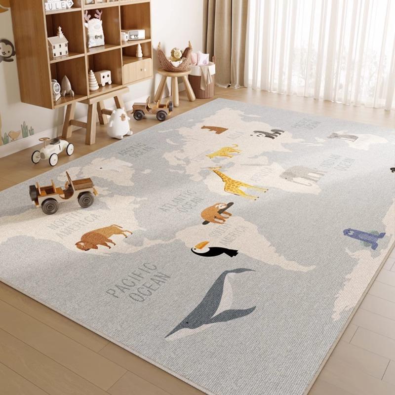 Gray City Road Map Car Play Rug Soft Flannel Non Slip Washable Kids Carpet for Children Playroom Bedroom Nursery