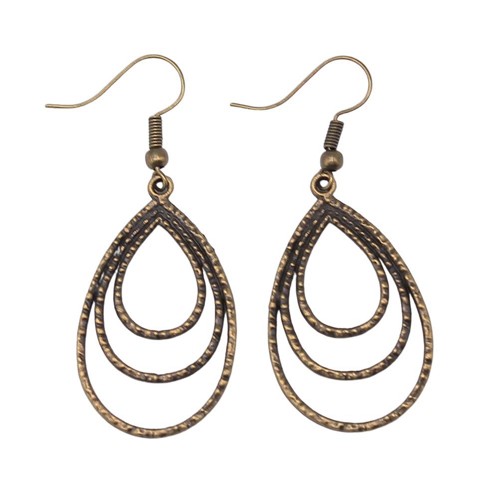 Filigree Teardrop Dangle Earrings Vintage Boho Leaf Drop Earrings For Women Ethnic Retro Jewelry