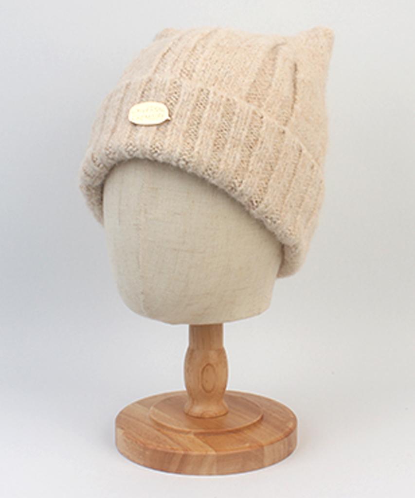 Yunibeosyeolkemiseuteuli Wool Cat Beige Bubble Beanie Cat Beanie
