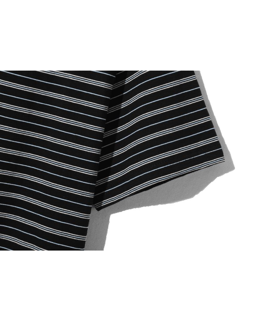 BASEMOMENT Striped Border Crop T-Shirt Black