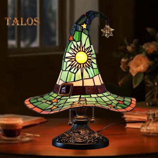 Lampa klobouk čarodějnice LED noční světlo jemná záře ručně vyráběné gotické světlo ve tvaru klobouku čaroděje halloweenská noční lampička