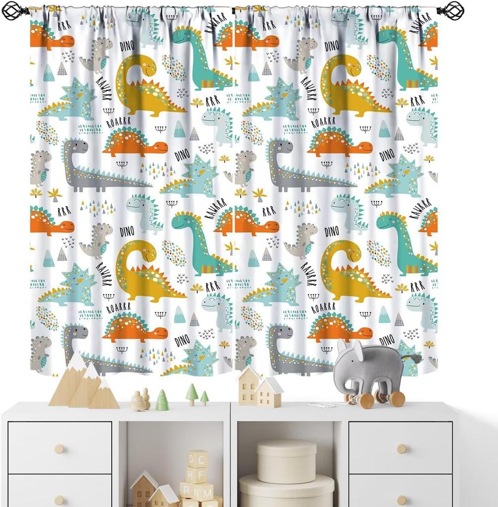 Kids Sea Animal Curtains Teens Boys Girls Bedroom Nursery Decor Cartoon Sharks Art Printed Window Drapes Fabric Light Blocking Polyester Sleeping Area