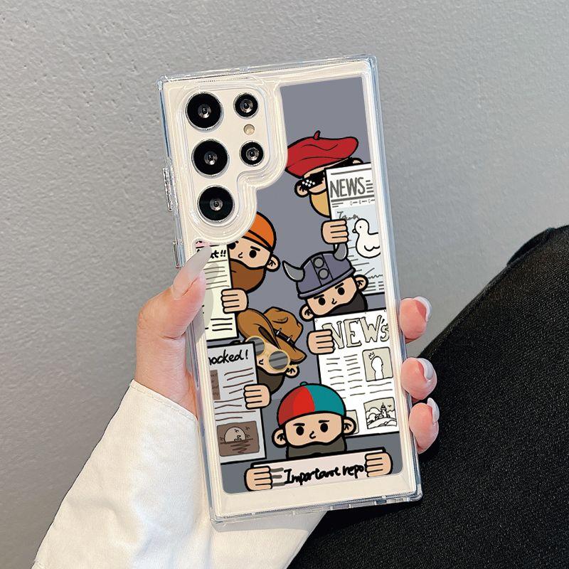 Handyhülle mit Zeichentrickfigur für Samsung S24ultra-Transparente Acryl-Hartschale Stoßfest Kreative Hülle für Samsung S24/S23/S22/S21/Ultra/Plus