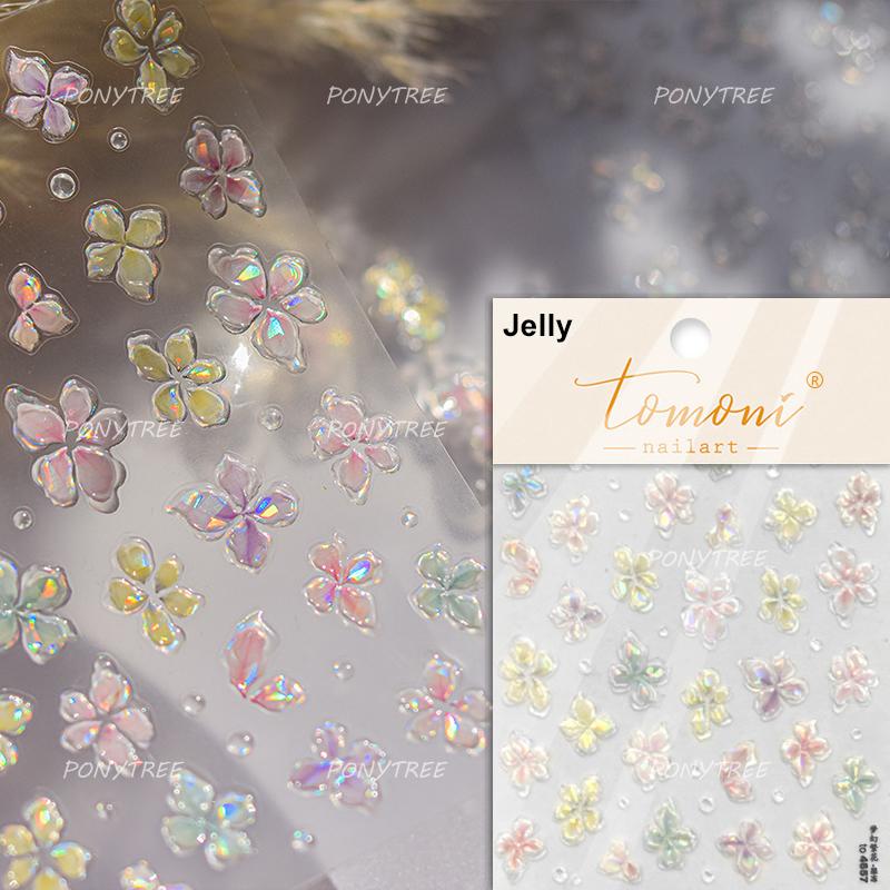 Embossed Flower Pink Butterfly Lucky Peach Blossom Chic Spring Petal 5D Soft Relief Adhesive Nail Art Stickers Manicure Decals