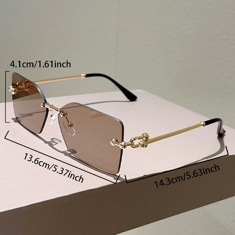 Rimless Square Sunglasses Men Vintage  Fashion Gradient Outdoor Casual Shades Women Trendy Brand Design Sun Glasses
