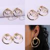 Women Gold Metal Earrings Geometric Shape Electroplated Fashion Office Looks