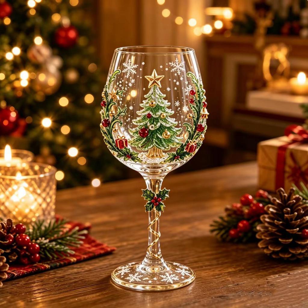 Christmas Stemless Wine Glasses Holiday Glassware Christmas Glass Art Cup for Coffee Cocktails Whiskey Soda