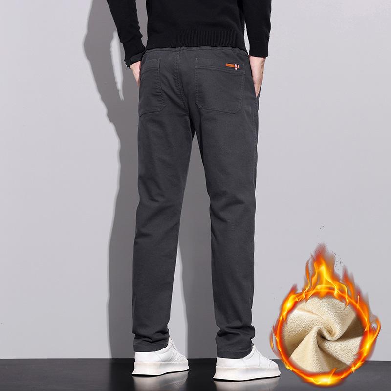 6 typů kávy Černá Šedá Podzimní a zimní Pánské kalhoty s fleecem/Běžné Volitelné Slim fit Rovná nohavice High-end Ležérní kalhoty pro mírně pokročilé