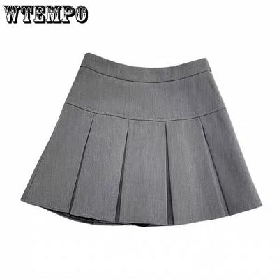 Women's Short Skirt Large Size Pleated Skirt Solid Colour Umbrella Skirt Niche Design High Waist College Style A-line Skirt