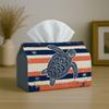 1pc Two Sizes Offered Party Tissue Box, Vintage Coastal, Multifunctional Tissue Holder, Turtle Crab Navy Orange Stripe, Outdoor Party Supplies, Everyd