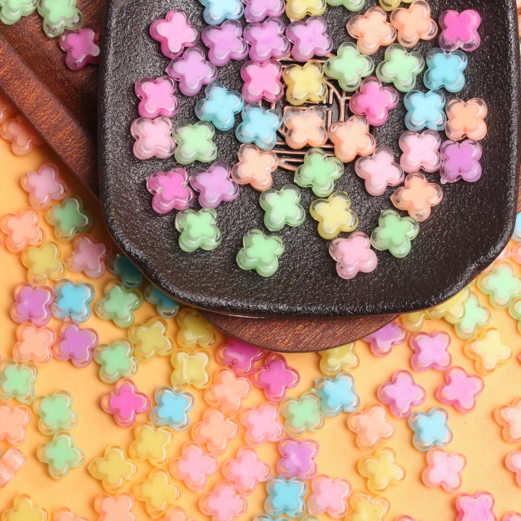 Fashion Loose Beads 500g DIY Jewelry Accessories Core-spun Four Petal Flower for Bracelet Earrings Making