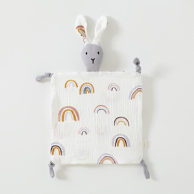 Pure Cotton Baby Comfort Toy: Rabbit Sleep Companion Crinkle Handkerchief