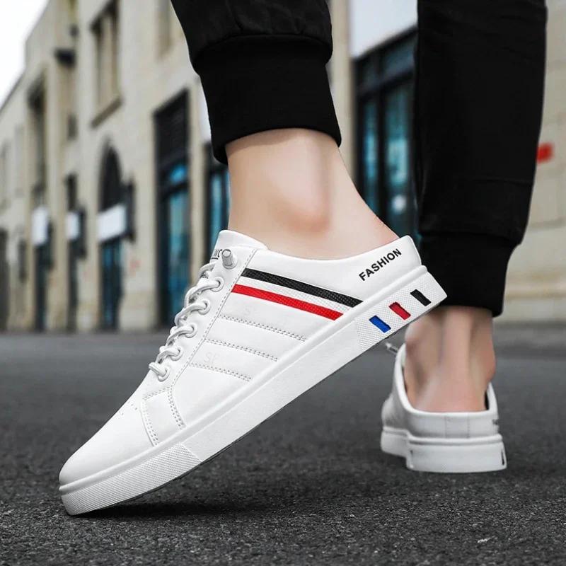 Fashion Men's Summer Closed Toe Slippers New Mens Sneakers Comfortable Loafers Slip on Male Driving Shoes Anti-slip Zapatillas De Hombre