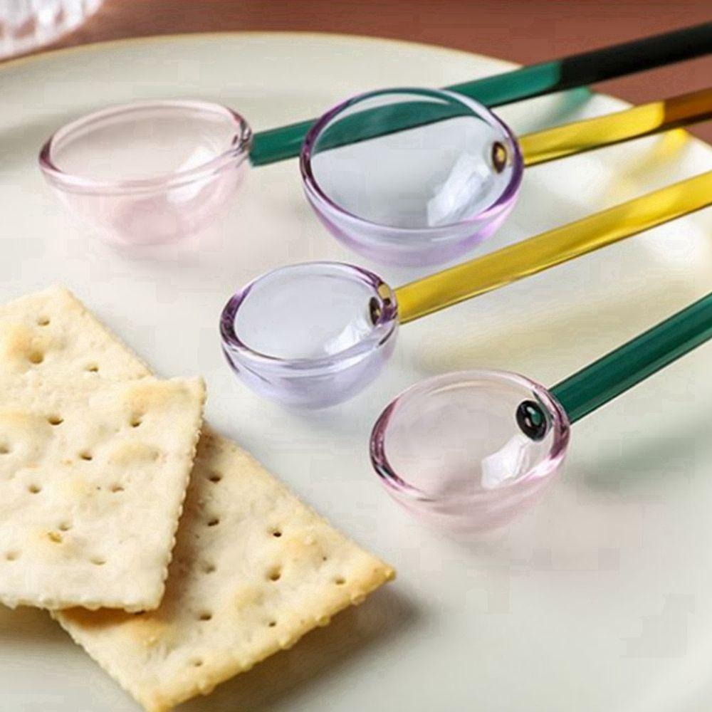 Colored Transparent Dessert Coffee Scoop Kitchen Gadgets Stirrer Tableware Spoon Stirring Spoons