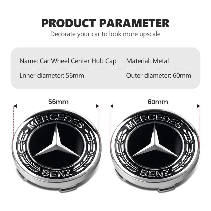4PCS Car Wheel Center Hub Cap Sticker Accessories For Benz AMG VIANO GLB GLC W108 W124 W126 W169 W176 GLE GLK