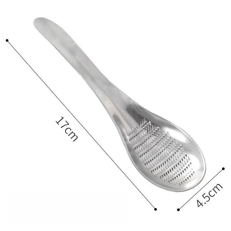 Stainless Steel Multi-functional Grinder, Ginger Grinder, Yam and Wasabi Grinder, Spoon-shaped Manual Garlic Grinder Small серебряный