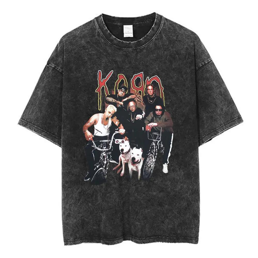 Korn Follow The Leader Got The Life Washed T Shirts Men Women Classic Metal Gothic Rock Band Tshirts Vintage Oversized Tshirt