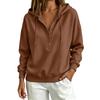 Women's Casual Button Front Hoodie Loose Fit Color Sweatshirt