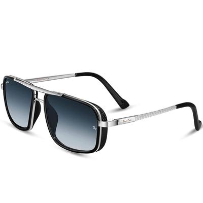 Denny Blue Gradient Glass And Silver Frame Square Nirvana Polarized Sunglasses Men & Women