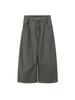 Xu Man Damen Frühling Koreanischer Arbeitskleidungsstil Halbelastischer Bund Laternen-Cropped-Hose