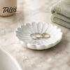 Decorative Jewelry Tray 3D Printed Flower Shape for Rings Necklaces Bracelets, Entryway Table White Storage Dish Trays, Trinket Dish, Organizer Living