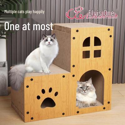 Cat Scratching Bed: Double-Layer Corrugated Paper Villa for Scratch-Resistant Kitten Play and Rest.