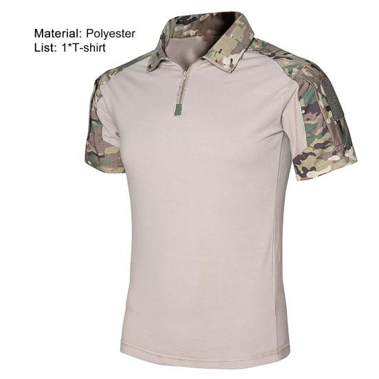 Men Shirt Slim Fit Pullover Turn-down Collar Camouflake Men T-shirt for Outdoor