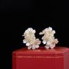 Statement Shell Flower Hoop Earrings Personality  New White Pendientes Mujer