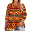 T-shirt Casual da Donna con Stampa, Girocollo, Manica 3/4