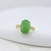 Elegant Green Chalcedony Agate Ring - Adjustable National Style Jewelry for Women