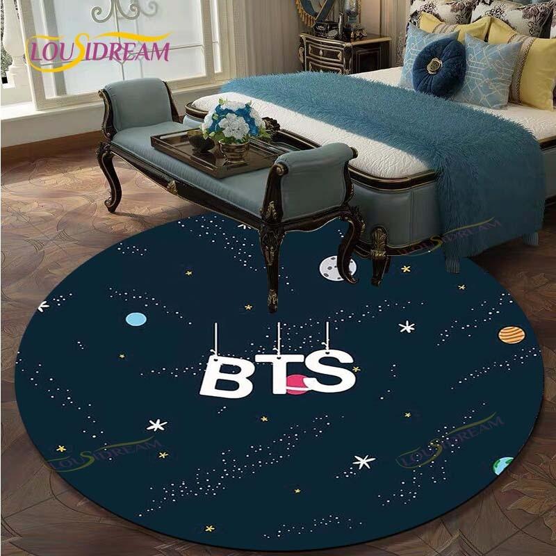 Kpop Bangtan Boys Round Carpets for Living Room Rugs Soft Flannel Floor Area Rug Bedroom Carpet Mat for Children Kitchen Rug