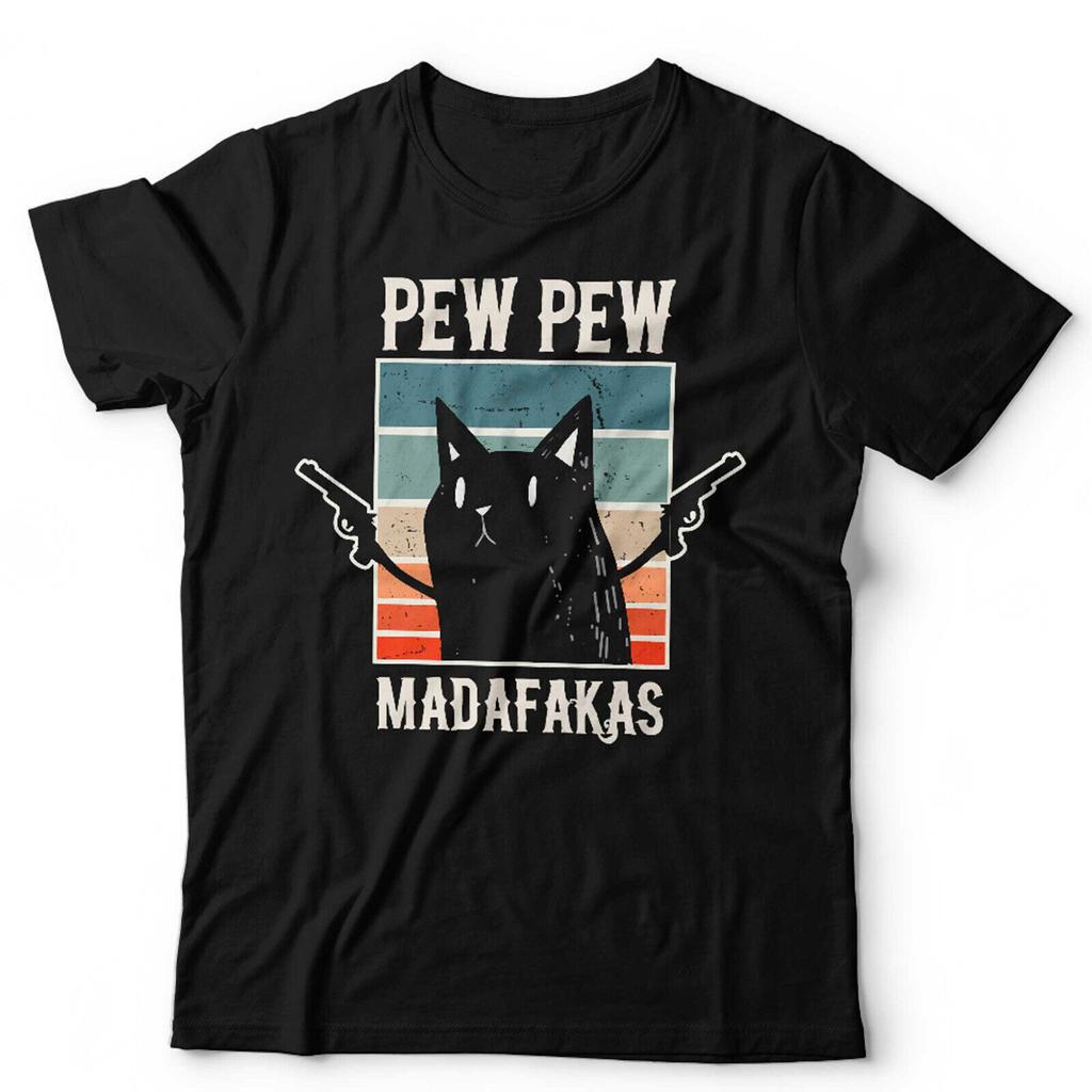 Pew Pew Madafakas Tshirt Unisex Kids NEW Funny Cat Lover Retro Vintage