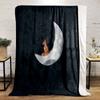 Fox On Crescent Moon Print Blanket Soft and Cozy Perfect for the Living Room Bed Sofa or a Nap,gift