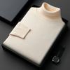 Auutmn Winter Men Top High Collar Slim Fit Knitted Solid Color Elastic Sweater Plus Size Pullover Mid Length Sport Daily Wear School Sweater