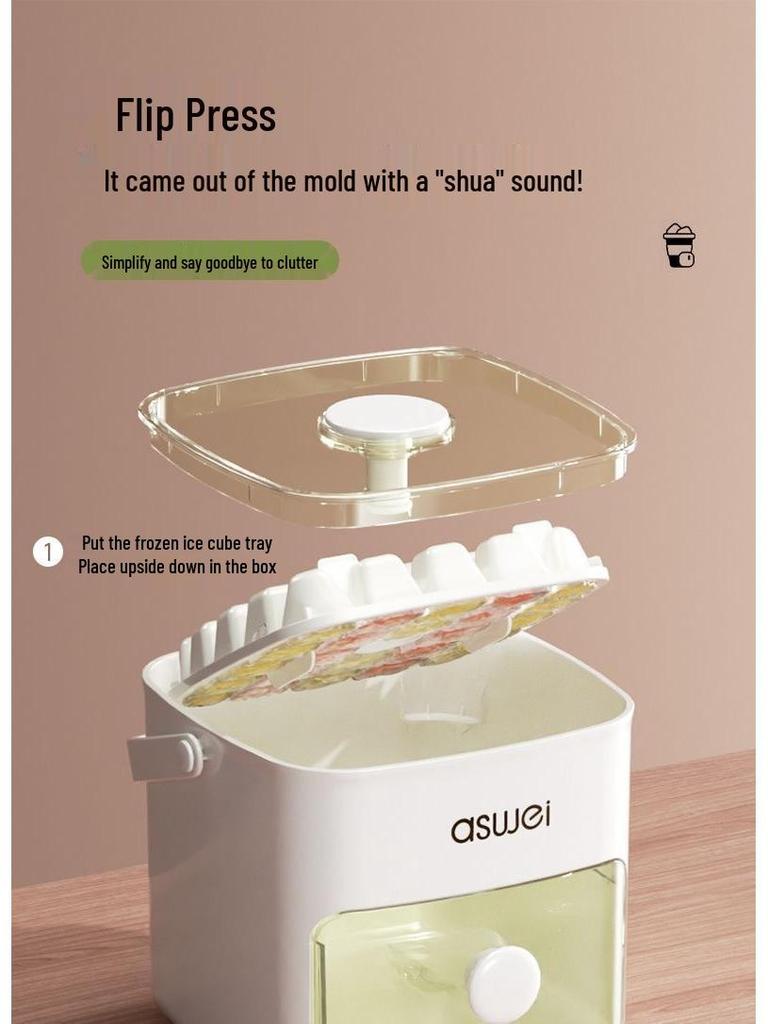 Mold Storage Refrigerator Ice Tray with Lid - Large Capacity, Food-Grade, Press-to-Release for Homemade Ice Cubes