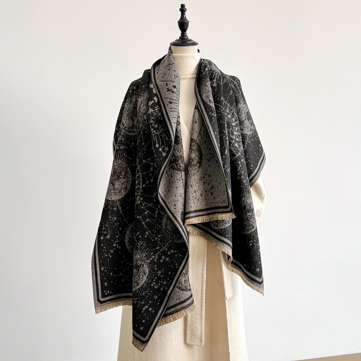 

Elegant Ladies Jacquard Pashmina Cashmere Scarves Winter Thick, Warm, Two-Sided Shawl, Coldproof and Windproof Blanket Scarf сірий колір