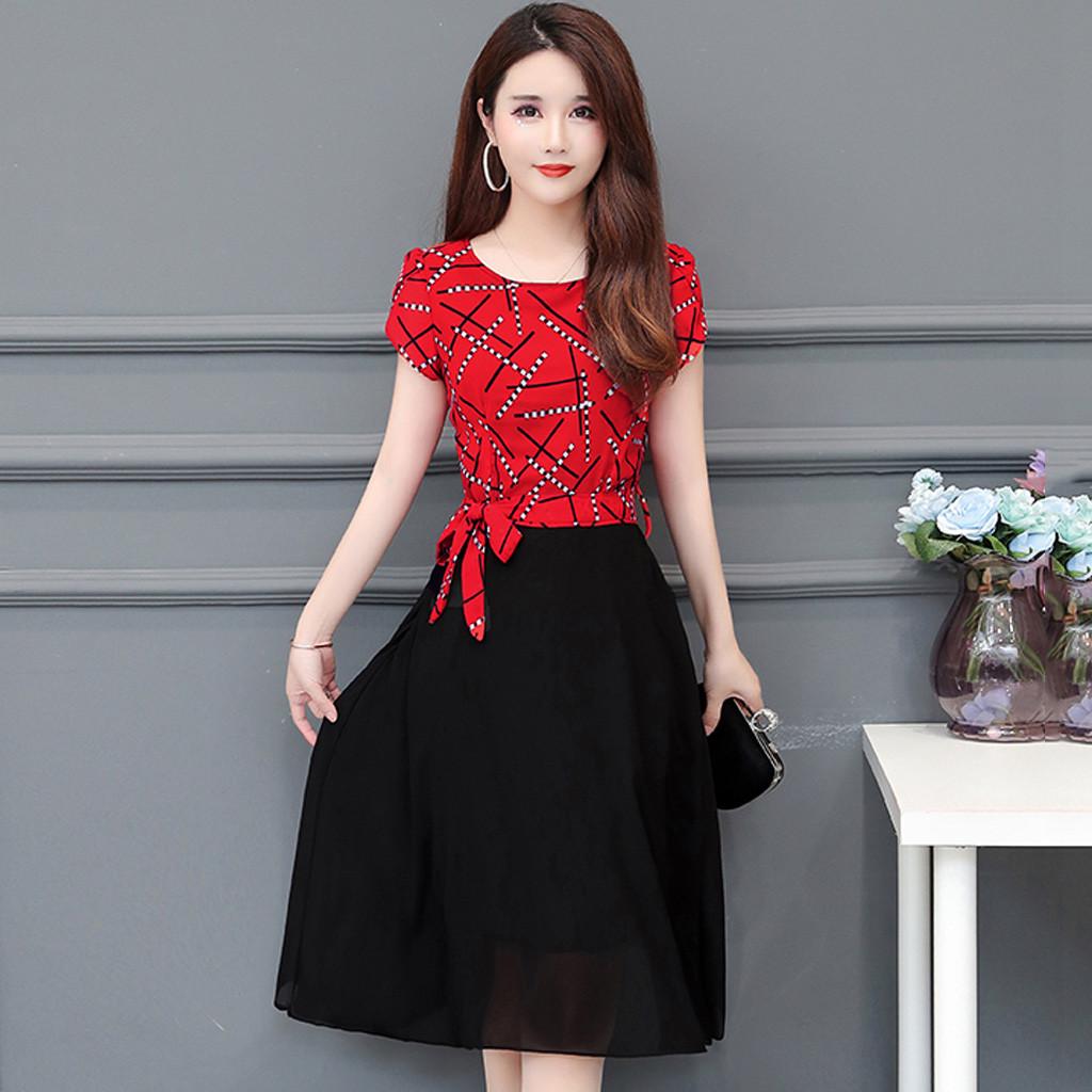 

Модное повседневное женское мини-платье с коротким рукавом в полоску, тонкое платье трапециевидной формы XXXL красный