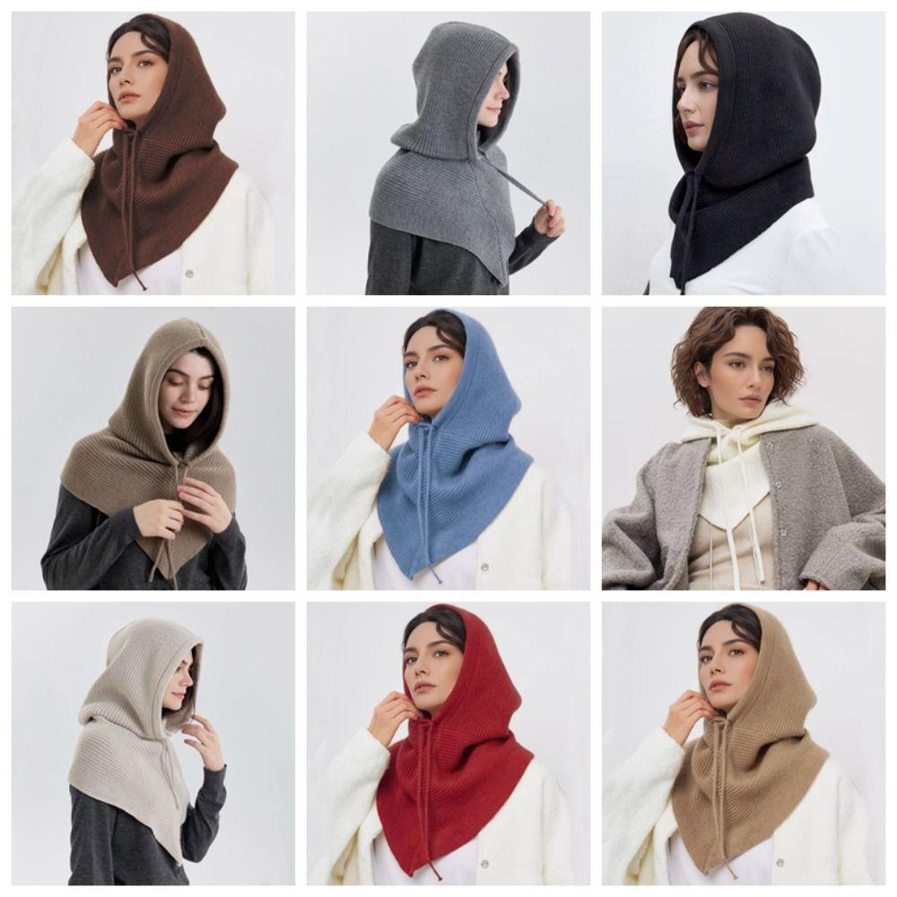 Thickened Balaclava Hat Solid Color Winter Cap Cute Ear Protection Hat  Streetwear