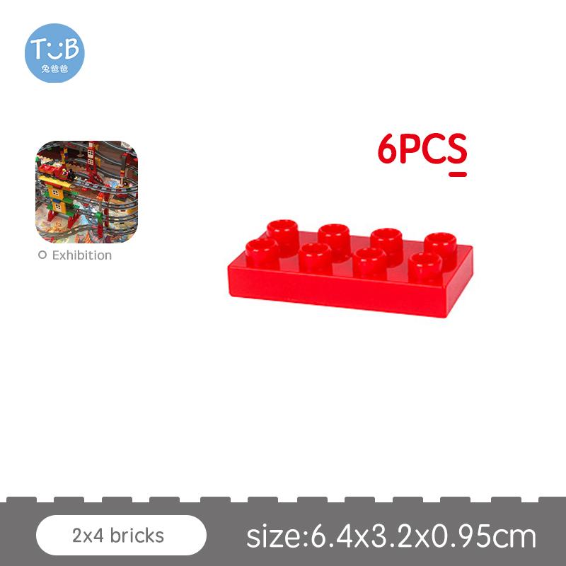 Big Size Block Bricks Train Tracks  Traffic Stop Lights Straight Duploes Black Accessories Diy Hot Toys For Children Baby Gift