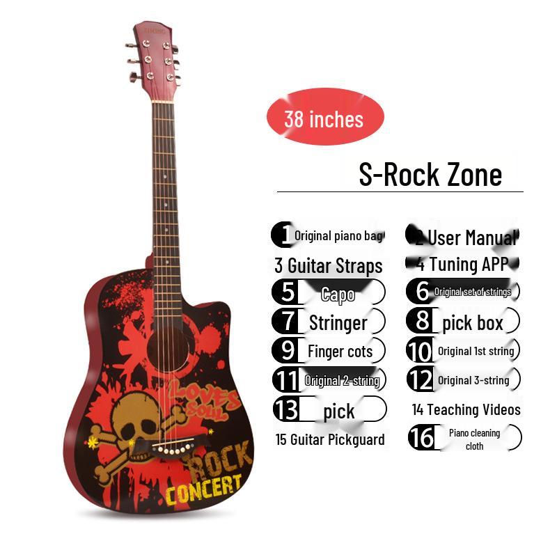 38/41-Inch Beginner Folk Guitar for Boys, Girls, and Students – Entry-Level Wooden Musical Instrument