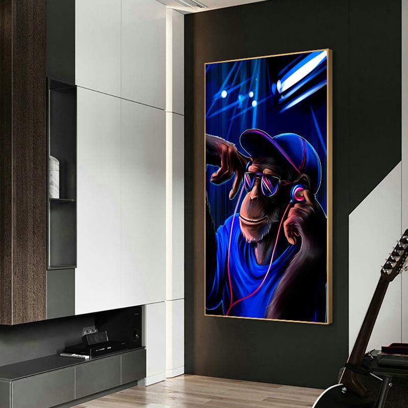 Modern Pop Art DJ Monkey Orangutan Canvas Painting Home Decoration Wall Art Poster and Print Wall Picture for Living Room Decor