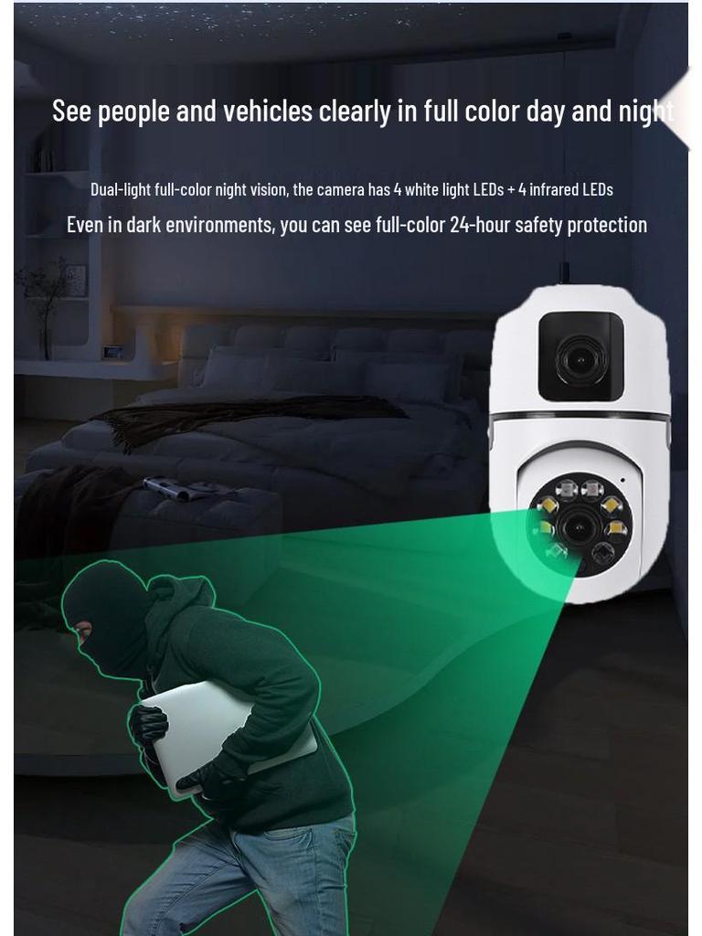 360° Dual-Lens WiFi Home Surveillance Camera HD 2MP