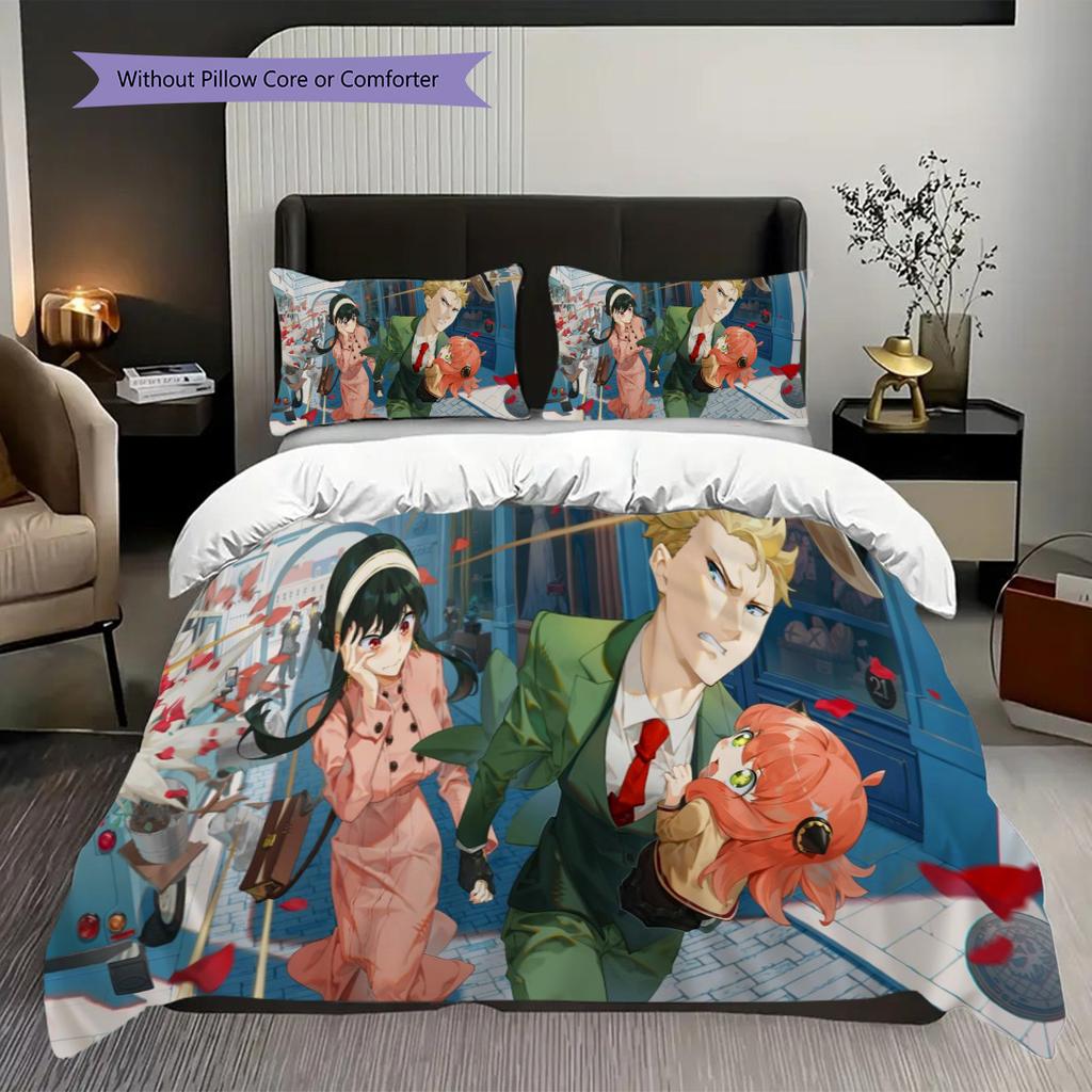 Anime Set Cute Characters Threepiece Set 1 Duvet Cover 2 Pillowcase Without Core Bedding Set Christmas Birthday Gift Soft And Comfortable